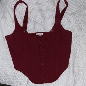 Garage Women's Deep Red Lace Accent Crop Top